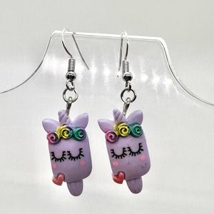 Unicorn Earrings - Popsicle Earrings - Glitter Earrings - Little Girl Earrings